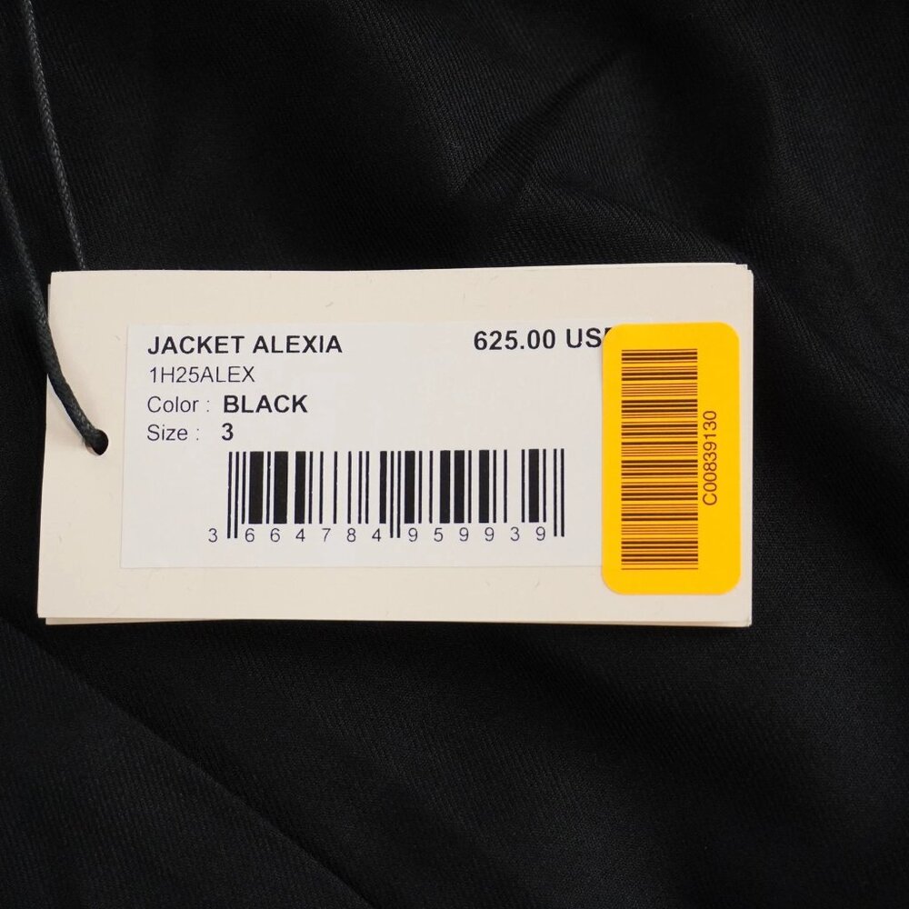 ba&sh Alexia Structured Cropped Leather Jacket in Black With Button Closure - Picture 6 of 12